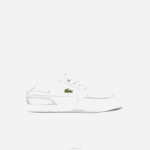 Lacoste couro de convés bayliss e sapatos de barco sintéticos homens branco e off white 65t 88BL1802