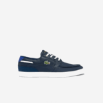 Lacoste couro de convés bayliss e sapatos de barco sintéticos homens marinho e branco 092 88BL1803