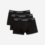 Lacoste cueca boxer casual com 3 pacotes homens preto 031 88BL484 - Image 5