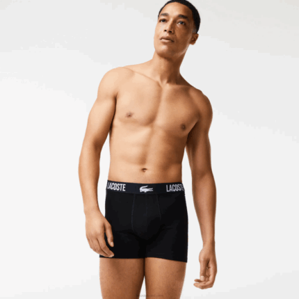Lacoste cueca boxer crocodilo com contraste de marca pacote com 3 homens preto vermelho branco tr2 88BL1548