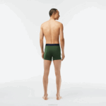 Lacoste cueca boxer de algodão elástico cintura de crocodilo pacote com 3 homens verde azul marinho branco p52 88BL1368 - Image 3