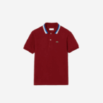 Lacoste gola tricolor algodão petit pique polo Rapazes branco bordeaux x62 88BL2954 - Image 3