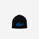 Lacoste gorro reversível de crocodilo contraste homens preto azul 985 88BL2345