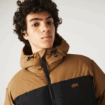 Lacoste Jaqueta acolchoada colorblock repelente de água homens marrom preto verde tpv 88BL1227 - Image 2