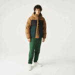 Lacoste Jaqueta acolchoada colorblock repelente de água homens marrom preto verde tpv 88BL1227 - Image 8