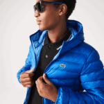 Lacoste jaqueta acolchoada com capuz homens azul k1q 88BL1264