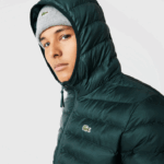 Lacoste jaqueta acolchoada com capuz homens verde yzp 88BL1265 - Image 2
