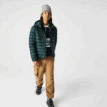 Lacoste jaqueta acolchoada com capuz homens verde yzp 88BL1265