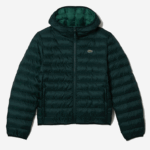 Lacoste jaqueta acolchoada com capuz homens verde yzp 88BL1265 - Image 5
