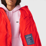 Lacoste jaqueta acolchoada dobrável mulheres vermelho f8m 88BL2617 - Image 8
