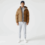 Lacoste jaqueta acolchoada repelente de água homens marrom z0w 88BL1231