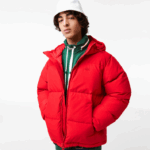Lacoste jaqueta acolchoada repelente de água homens vermelho 240 88BL1212