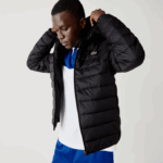 Lacoste Jaqueta acolchoada resistente à água com capuz esportivo homens preto c31 88BL1319