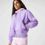 Lacoste jaqueta bomber de náilon acolchoada mulheres gfu roxo 88BL2624 - Image 2