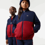 Lacoste jaqueta colorblock gola alta crianças lub bordeaux azul marinho 88BL3219