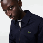 Lacoste jaqueta curta de gabardine de algodão orgânico com zíper homens azul marinho 166 88BL407 - Image 2