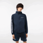 Lacoste jaqueta curta de poliamida reciclada homens kxe azul 88BL10