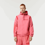 Lacoste jaqueta curta de poliamida reciclada homens rosa 2r3 88BL9