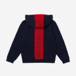 Lacoste jaqueta de lã com zíper de marca Rapazes azul marinho vermelho k1h 88BL3253 - Image 2