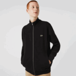 Lacoste jaqueta de lã piquê com gola alta com zíper homens preto 031 88BL1034 - Image 2