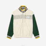 Lacoste jaqueta de poliéster reciclado homens branco verde pt2 88BL391