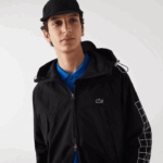 Lacoste jaqueta de sarja de marca homens preto 031 88BL1292