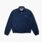 Lacoste jaqueta de sarja leve repelente de água homens azul marinho 166 88BL405