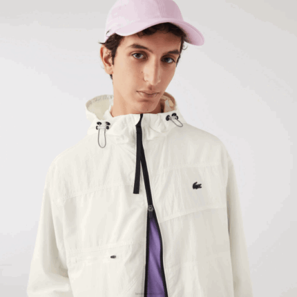 Lacoste jaqueta efeito patchwork homens b5l branco 88BL1249