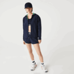 Lacoste Jaqueta esportiva leve de nylon e mesh com zíper mulheres azul marinho verde bwy 88BL2633