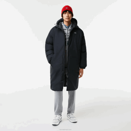 Lacoste jaqueta longa com inscrição de marca homens preto 031 88BL1294