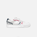 Lacoste l001 tênis de couro homens branco/marinho e vermelho 407 88BL1841