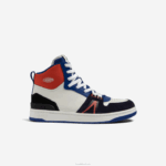 Lacoste l001 tênis mid colorblock de couro homens branco e marinho 042 88BL1751