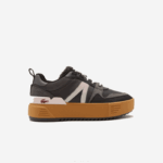 Lacoste l002 sapatos de inverno de couro ao ar livre mulheres preto rosa 1j1 88BL2728