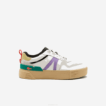 Lacoste l002 tênis color pop de couro e camurça mulheres branco/verde 082 88BL2741