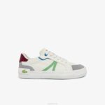 Lacoste l004 tênis de lona mulheres branco e verde claro 2l6 88BL2755
