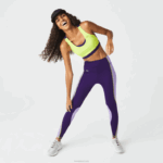 Lacoste leggings esportivas color block com efeito de malha mulheres roxo 50w 88BL2533