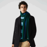 Lacoste lenço de lã listrado esportivo homens verde azul marinho 0wa 88BL2299