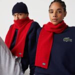 Lacoste lenço de lã salpicado homens vermelho 7cq 88BL2303