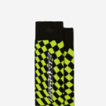 Lacoste meias de compressão xadrez homens preto amarelo 9y2 88BL526 - Image 2