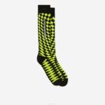Lacoste meias de compressão xadrez homens preto amarelo 9y2 88BL526