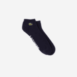 Lacoste meias de corte baixo de algodão elástico de marca esportiva homens azul marinho branco 525 88BL1676