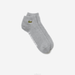 Lacoste meias de corte baixo de algodão elástico de marca esportiva homens lombo cinza branco mtg 88BL1677