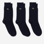 Lacoste meias piqué de corte alto de algodão pacote com 3 homens azul marinho 166 88BL1666
