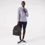 Lacoste mochila de couro chantaco com costura fosca homens preto 000 88BL2022