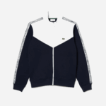 Lacoste moletom clássico com zíper colorblock homens azul marinho branco 525 88BL21 - Image 4