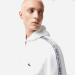 Lacoste moletom clássico com zíper e listras da marca homens branco 001 88BL12 - Image 2
