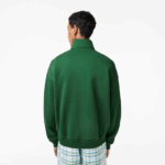 Lacoste moletom de algodão orgânico solto com gola e zíper homens verde 132 88BL284 - Image 3