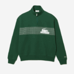Lacoste moletom de algodão orgânico solto com gola e zíper homens verde 132 88BL284 - Image 4