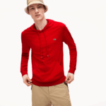 Lacoste moletom de jérsei de algodão com capuz homens vermelho 240 88BL620 - Image 2