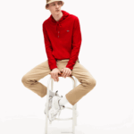 Lacoste moletom de jérsei de algodão com capuz homens vermelho 240 88BL620 - Image 4